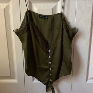 Olive green strappy tank